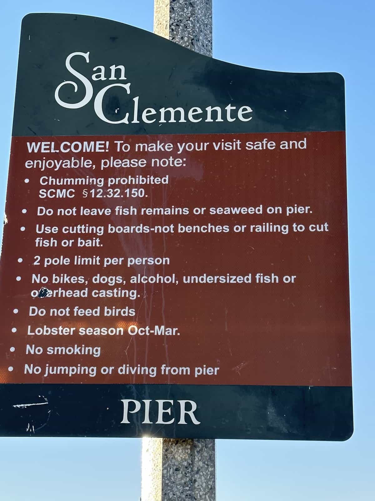 San Clemente Pier Sign