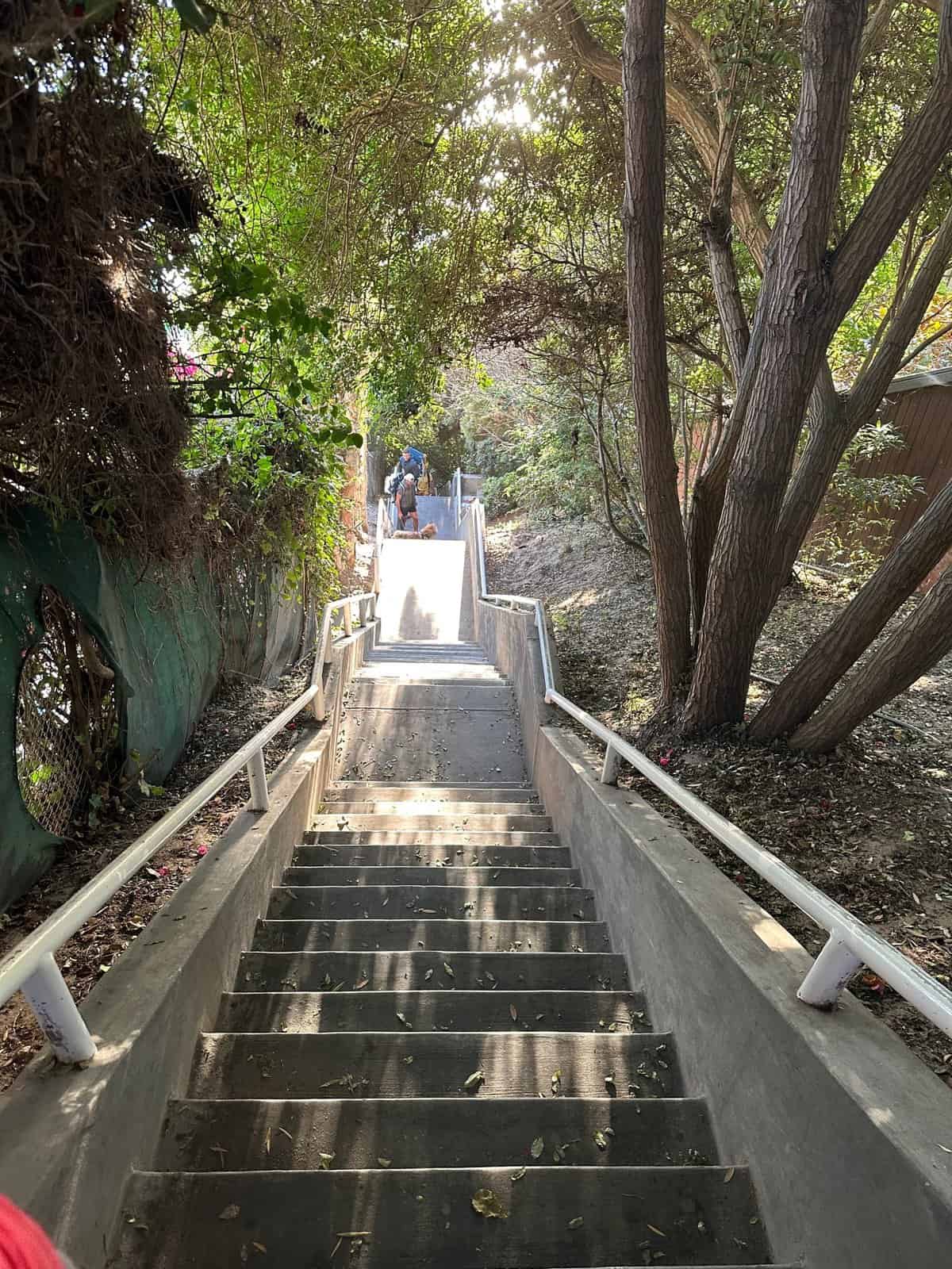 Going down the stairs to Thousand Steps beach