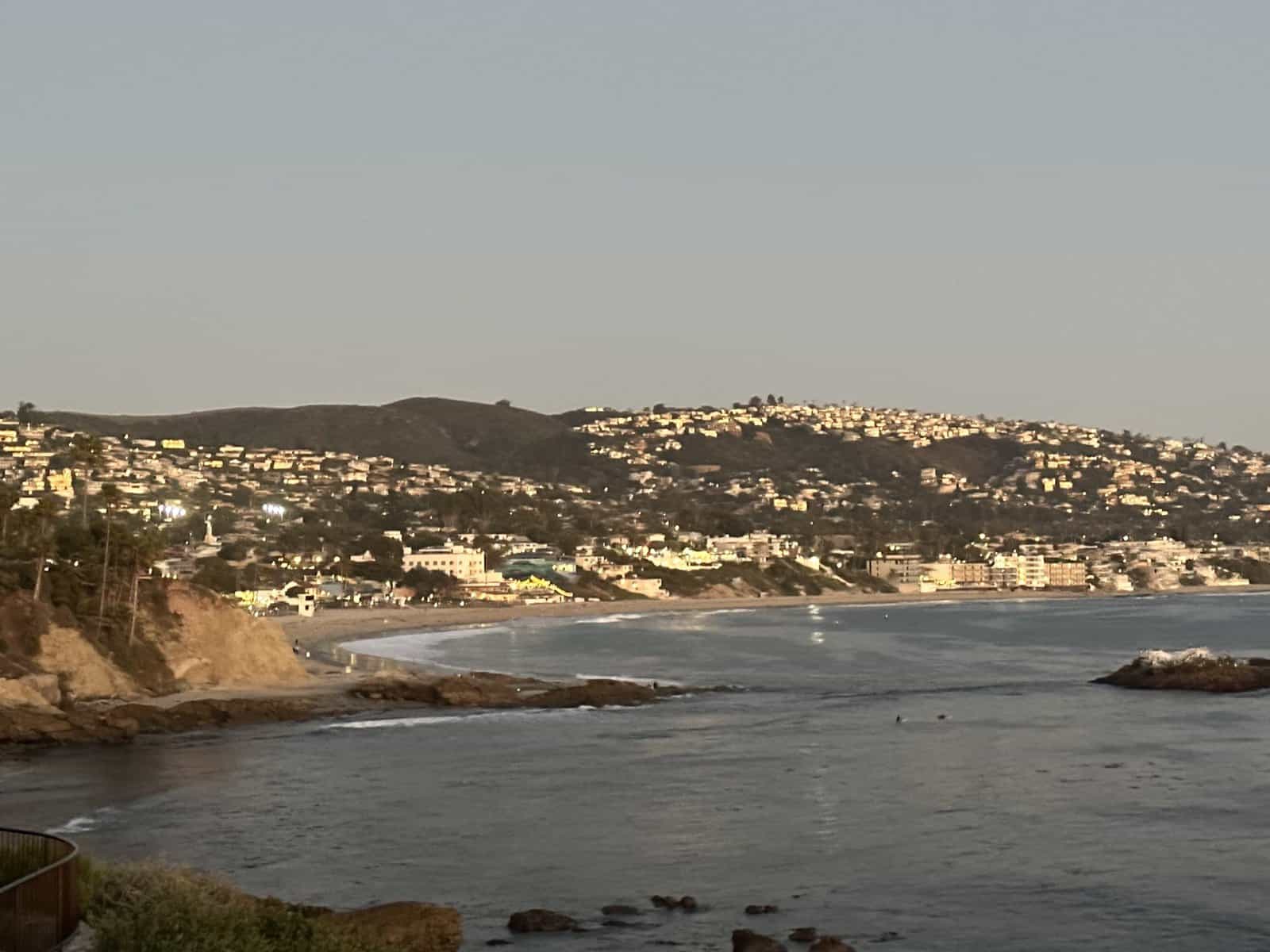 coastal houses at night in Laguna Beach