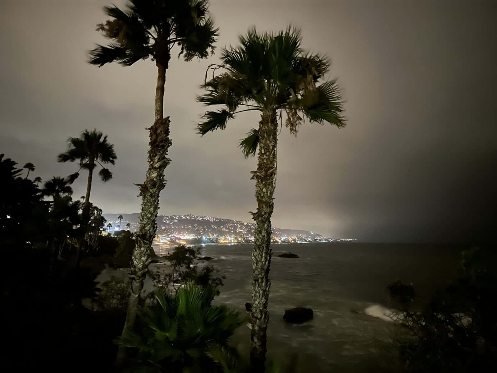 coastline at night at Laguna Beach