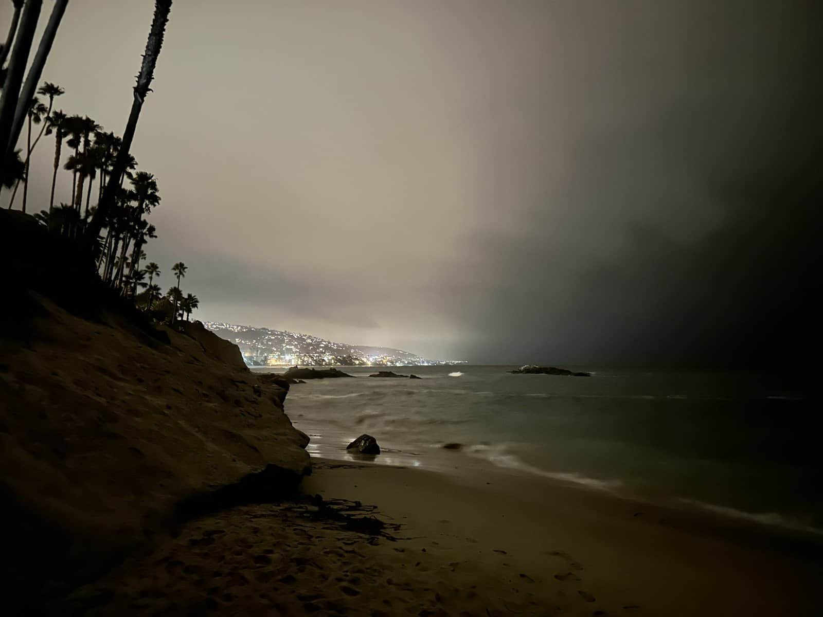 house lights at night in Laguna Beach