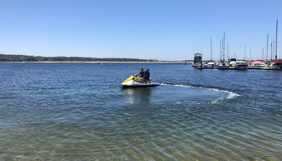 jet skiing with kids at Campland