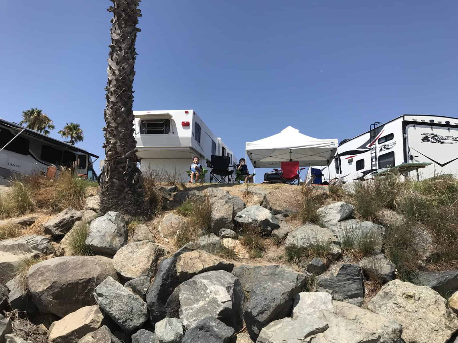 kids enjoying the view at our campland camping spot