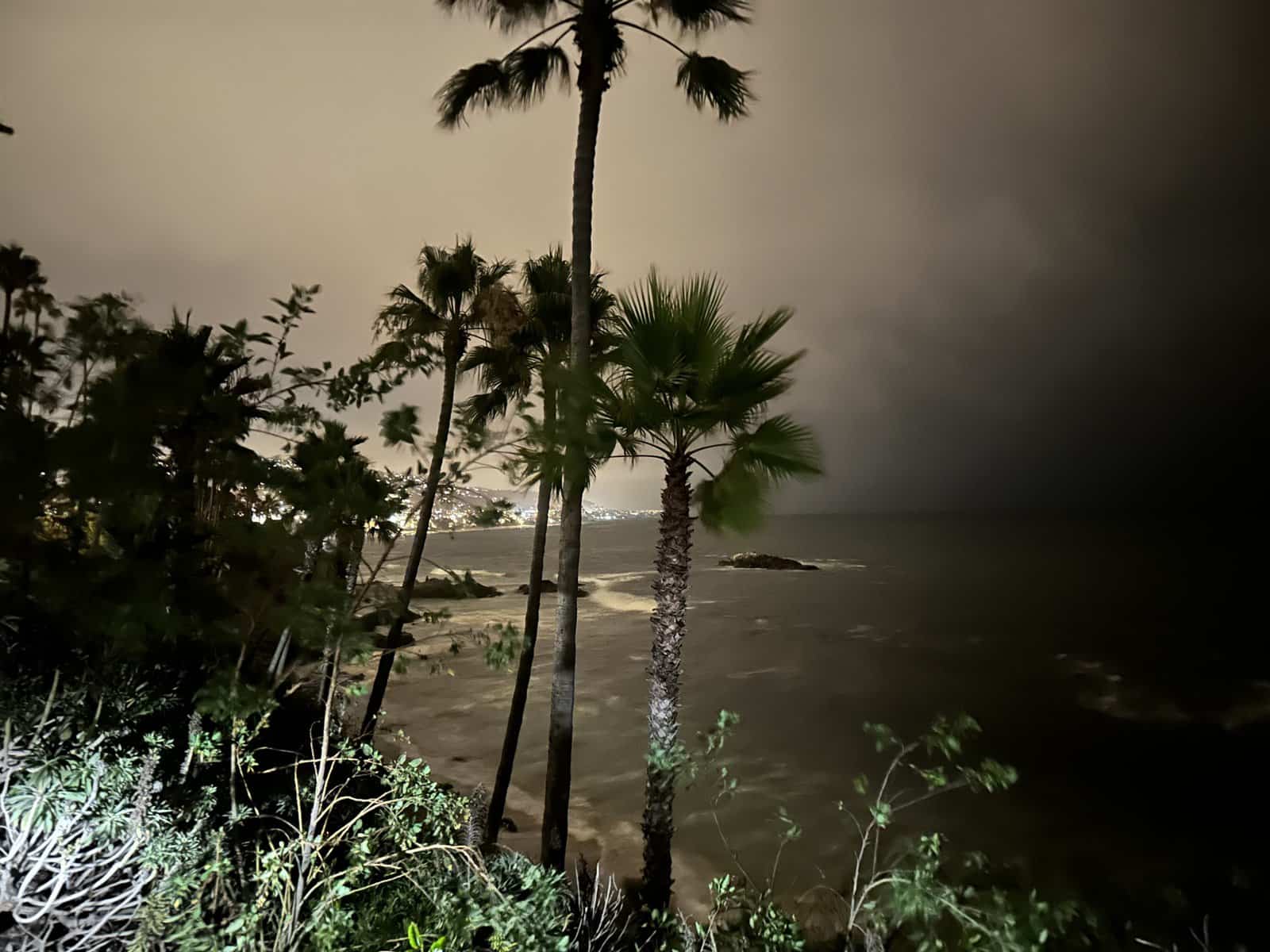 ocean at night in Laguna Beach