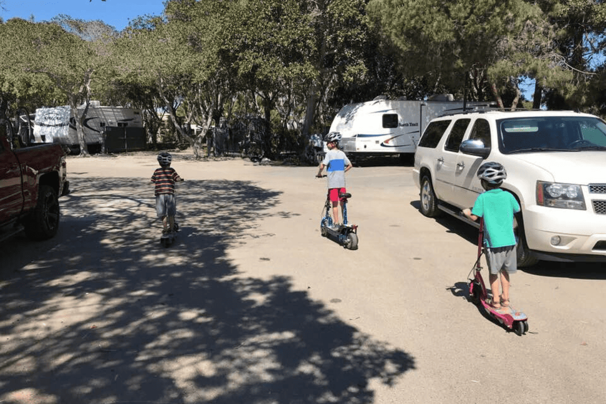 riding scooters in Campland