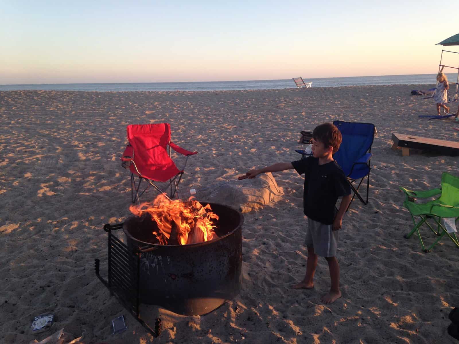 roasting marshmallows at Doheny campground