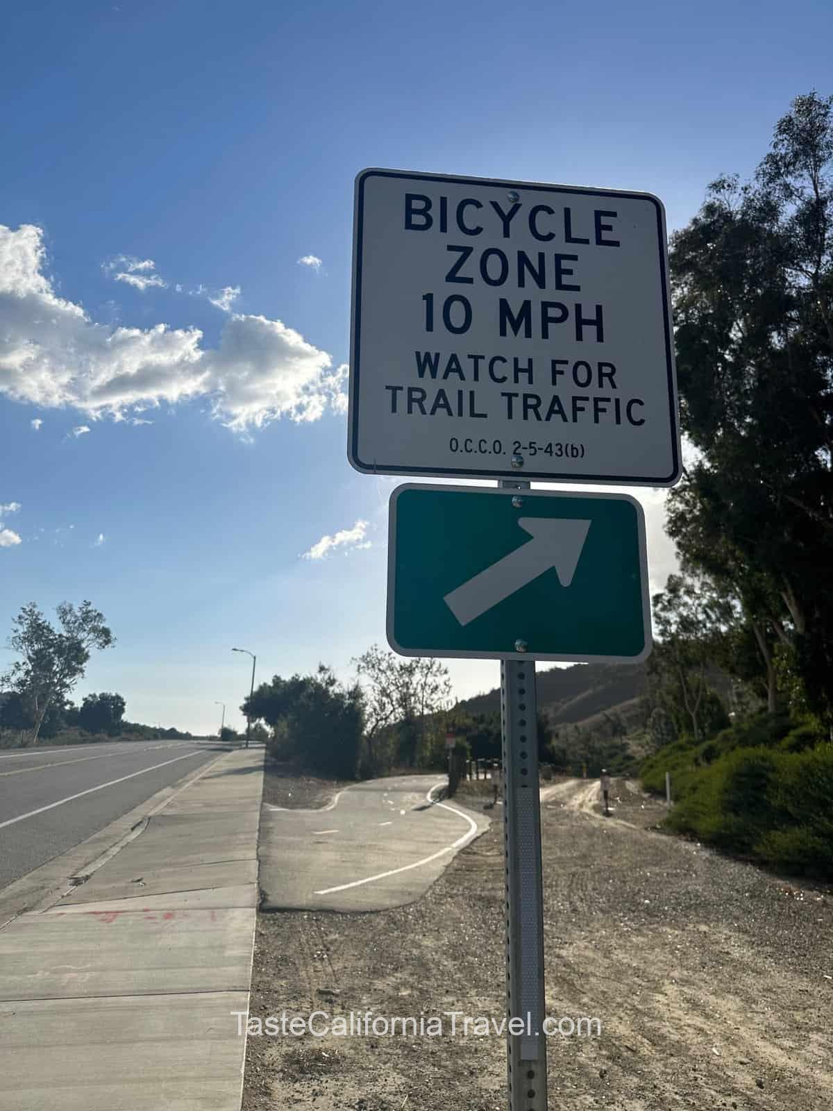 Aliso Creek Trail starting point on the right side of El Toro road