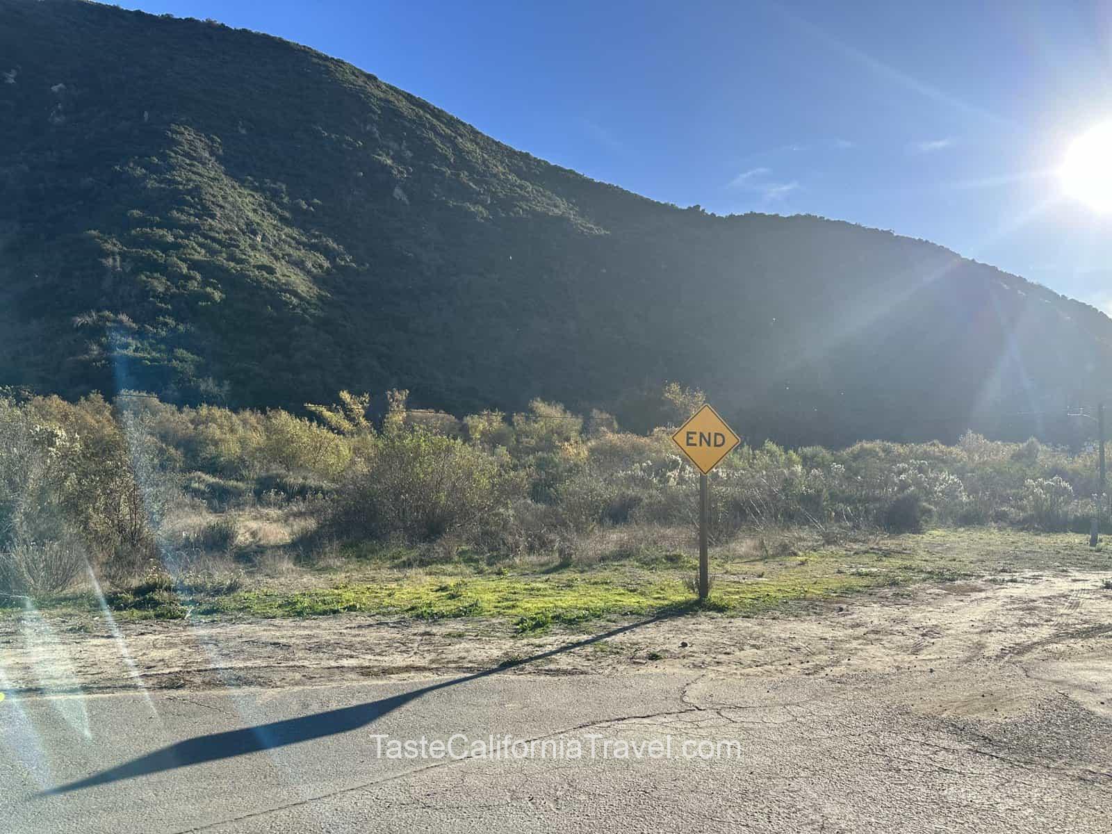 The end of trail at Aliso Wood Canyons Wilderness Park