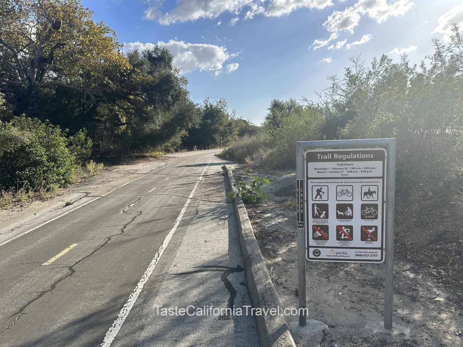 The entrance to Aliso Creek Trail in Trabuco Canyon