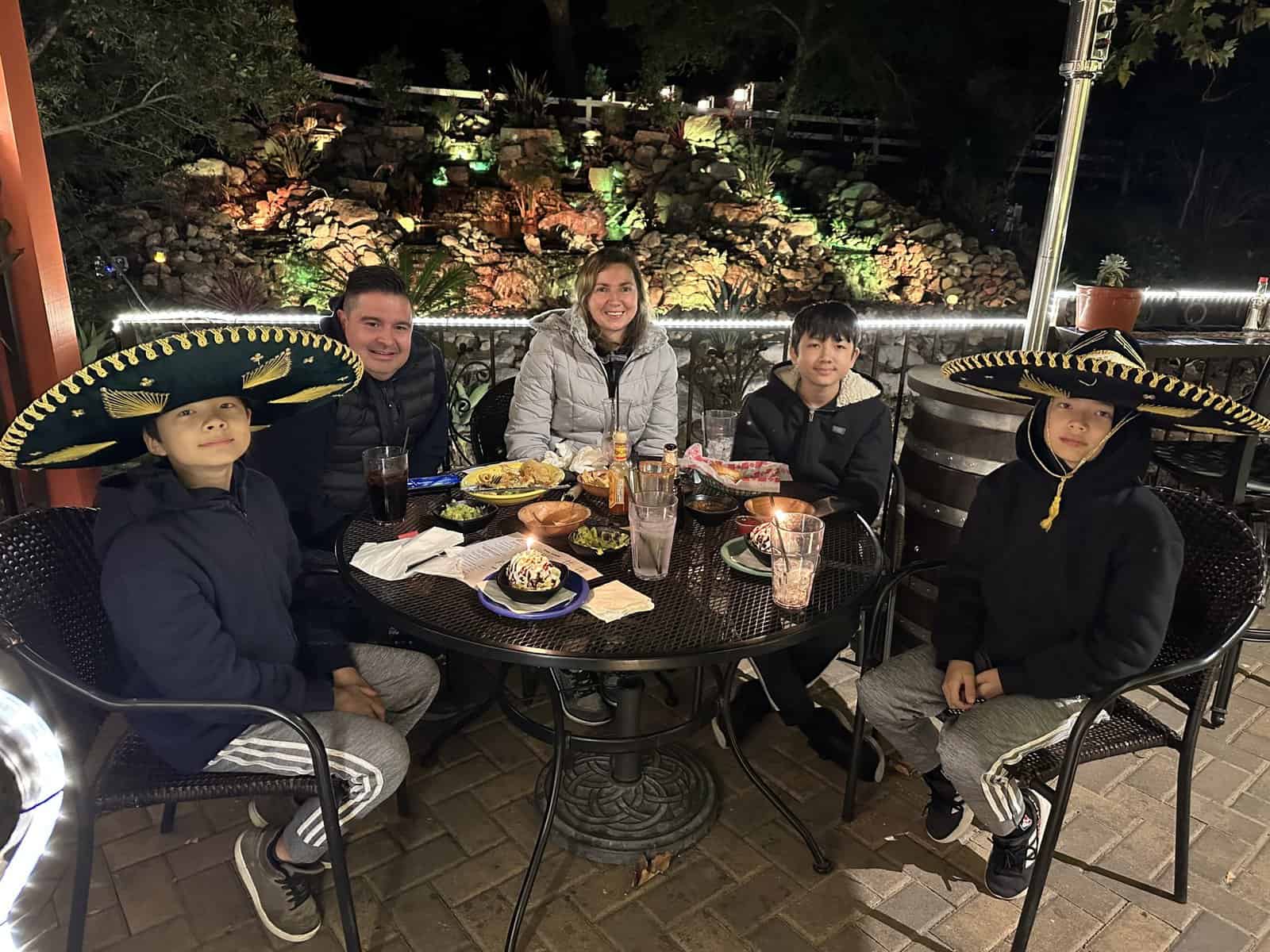 our table in front of the fountain at Rose Canyon cantina