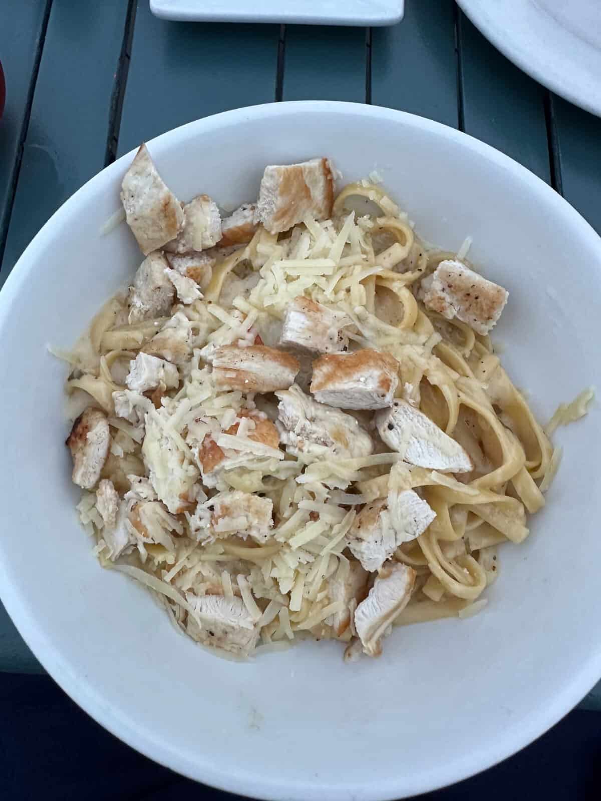 Linguine Alfredo with chicken at Rooftop