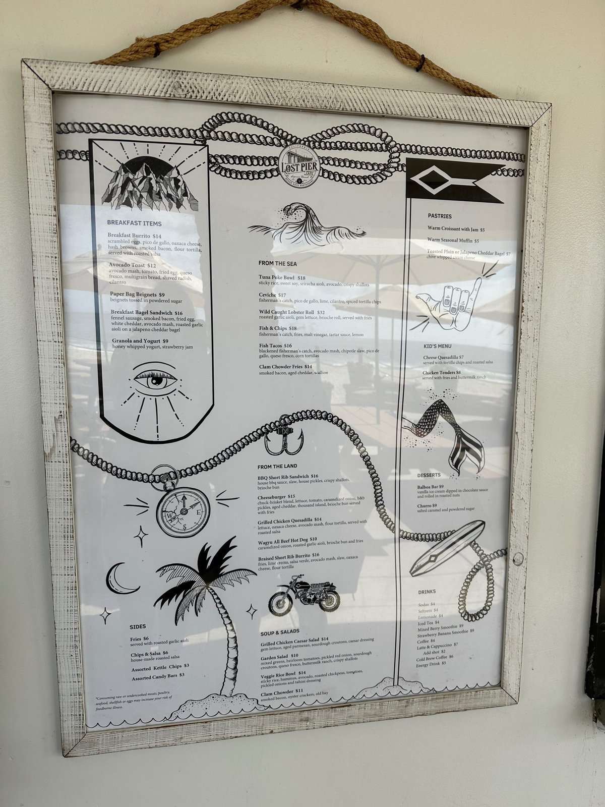 Lost Pier Cafe Menu