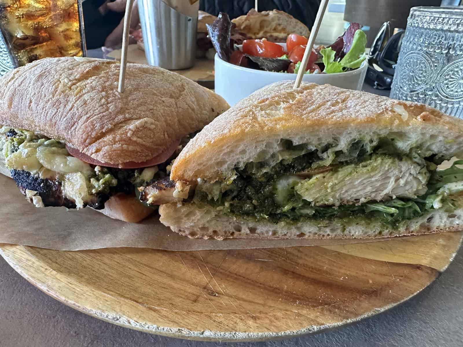 Pesto chicken sandwich at Oak restaurant