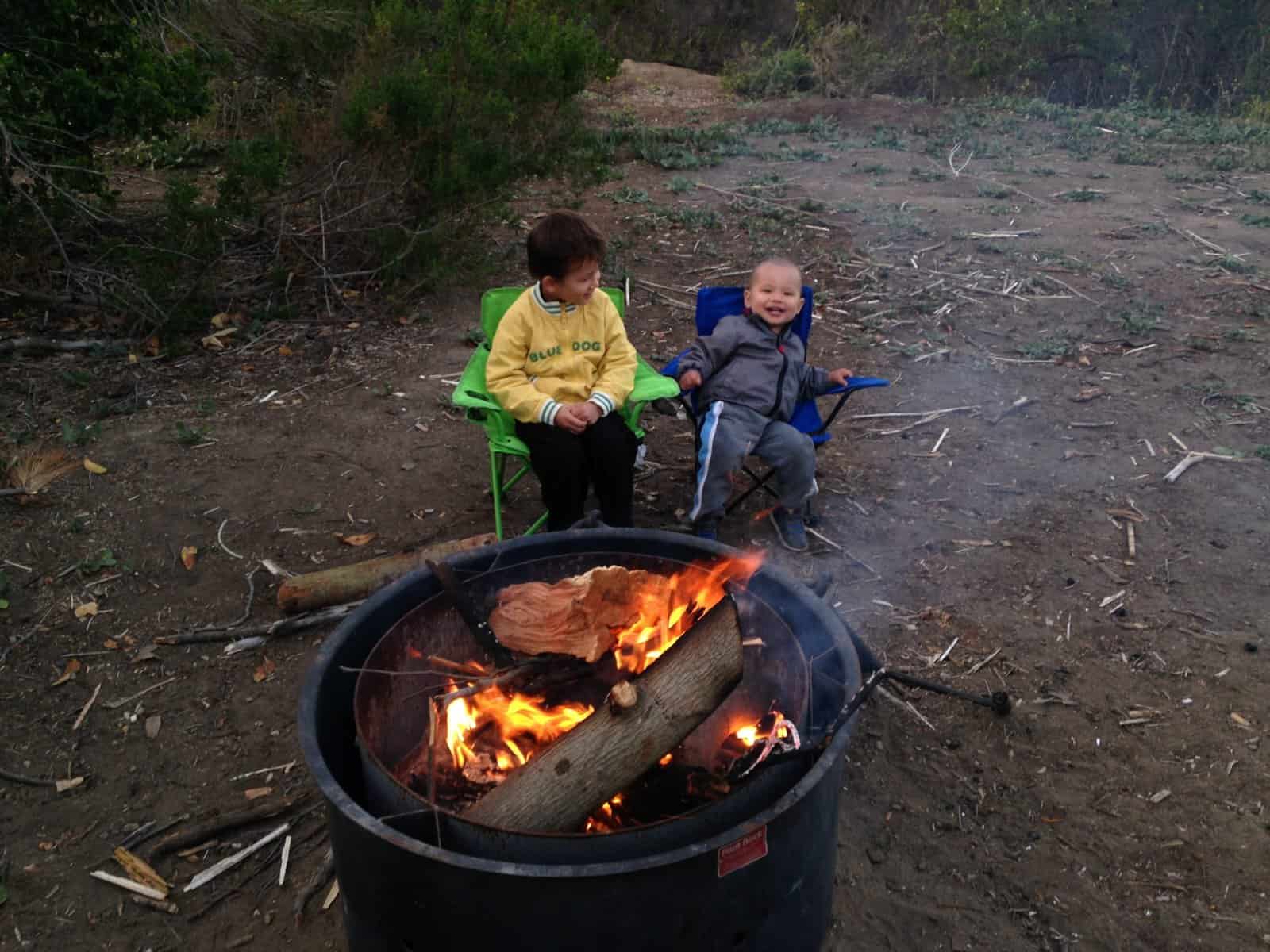 kids enjoying a campfire at san mateo campground