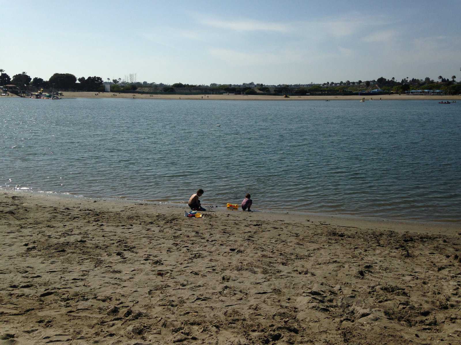 kids playing in the water at newport dunes rv campground