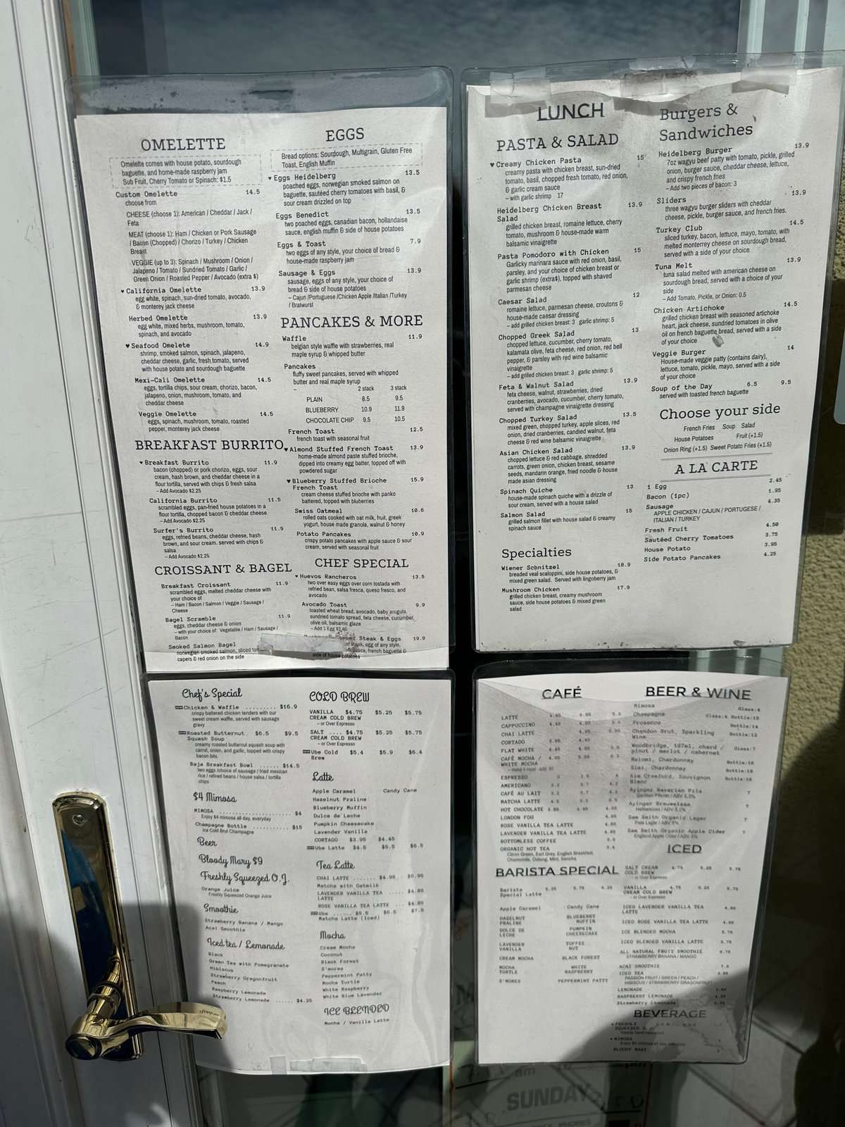 menu at Heidelberg cafe