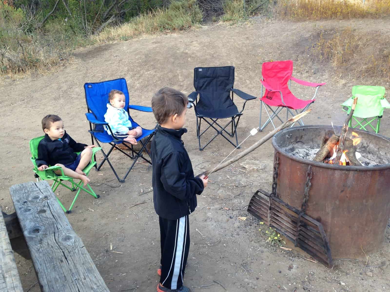 roasting marshmallows at leo carrillo campground