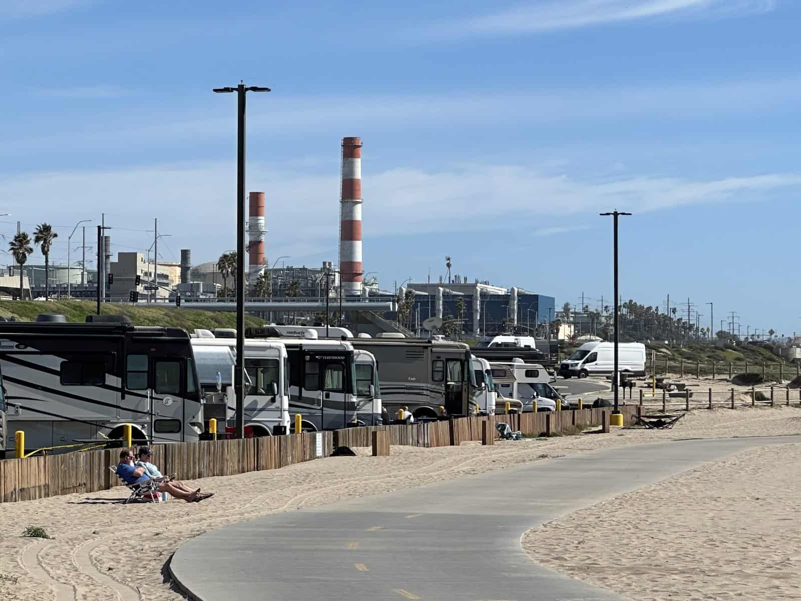 Dockweiler beach campground right on the bike and walking trail