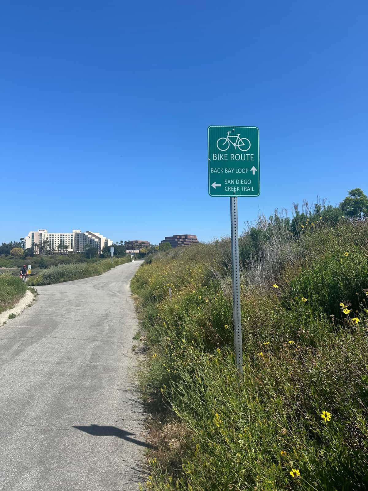 Back bay loop trail and san diego creek trail sign