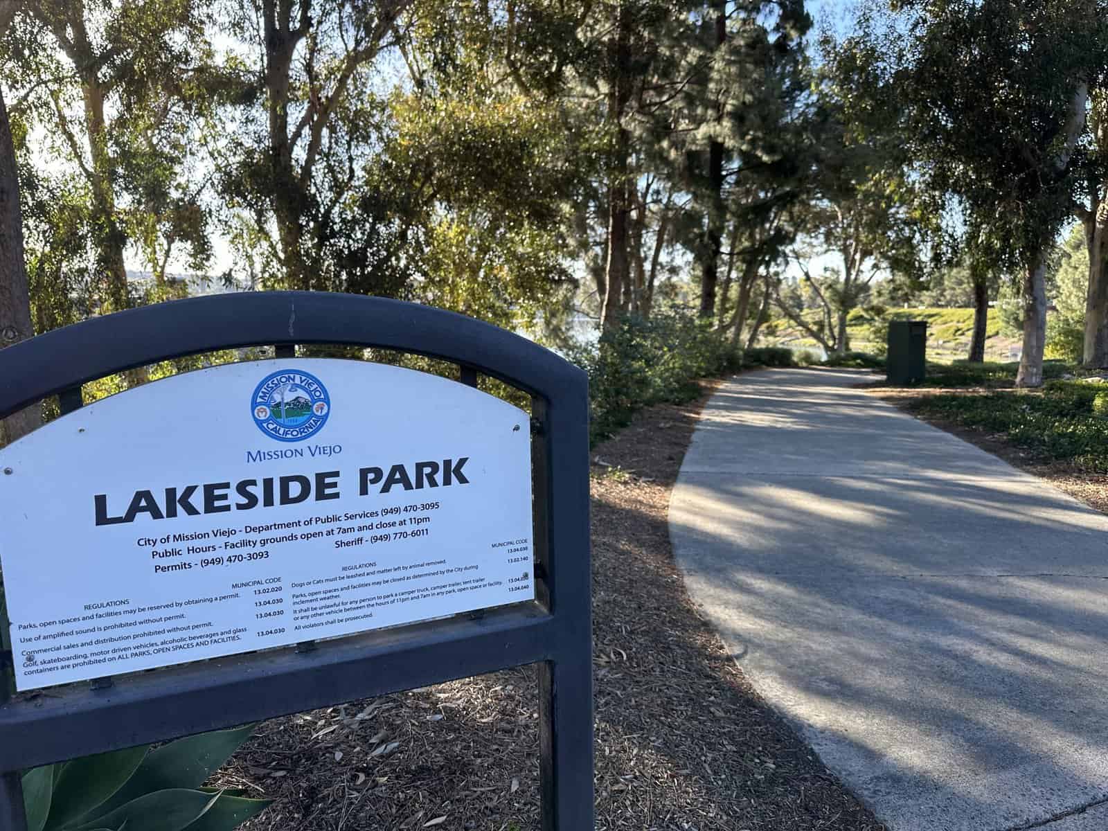 Lakeside Park along the walking path around the Mission Viejo lake
