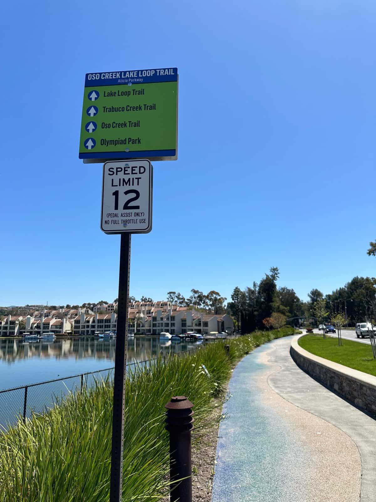 Mission Viejo lake trail sign