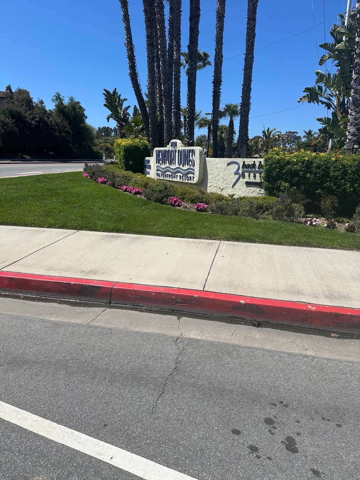Newport Dunes waterfront resort sign