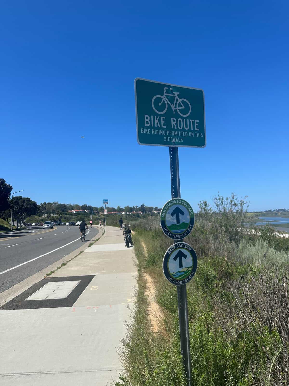 back bay trail sign in newport beach