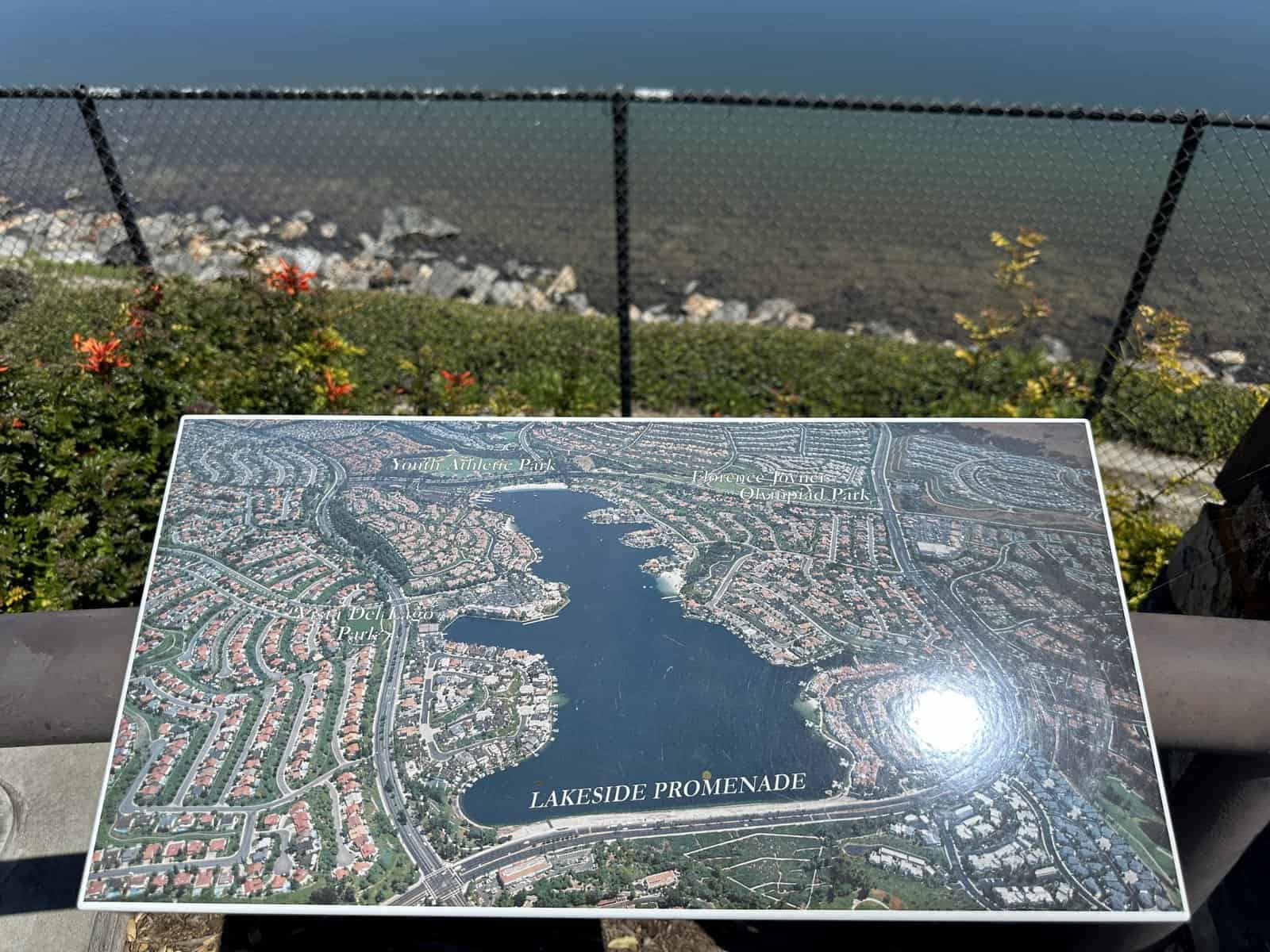 sign showing where different parks are located around the Lake Mission Viejo