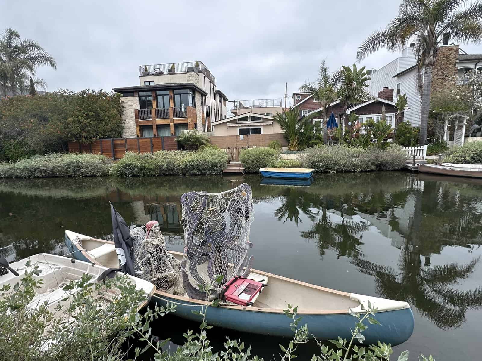 halloween decorations on the canoe on Venice Canals