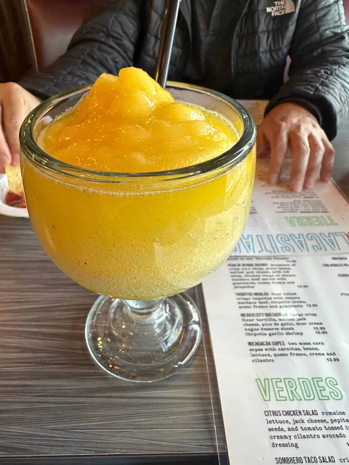 huge mango margarita at la casita olvera in foothill ranch