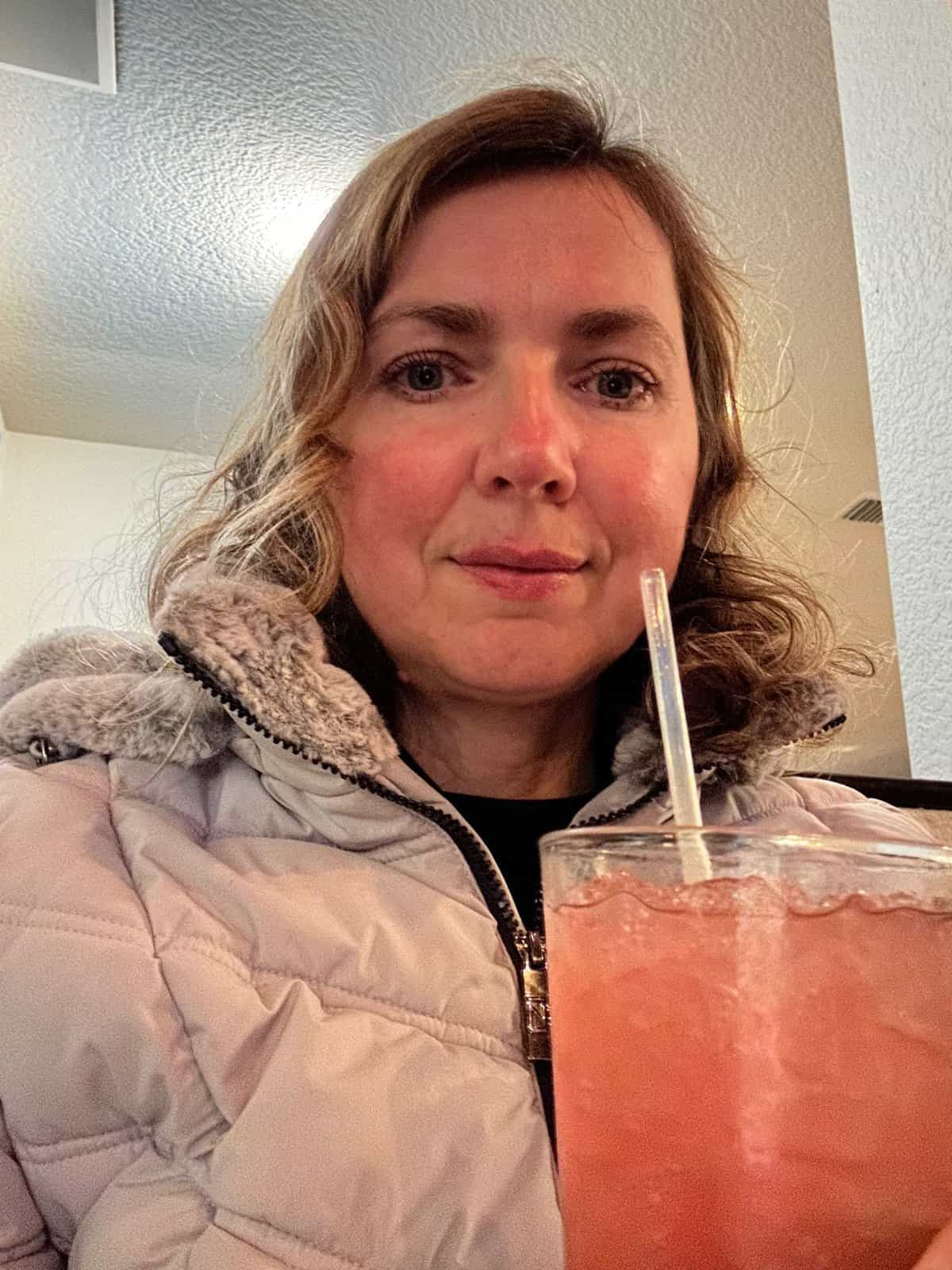 me drinking blood orange margarita at er rachito rstaurant laguna beach